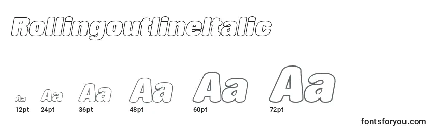 sizes of rollingoutlineitalic font, rollingoutlineitalic sizes