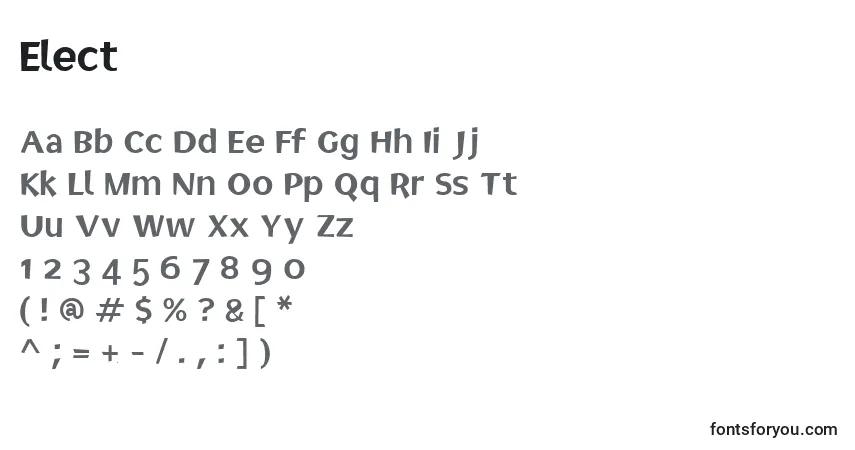 characters of elect font, letter of elect font, alphabet of  elect font