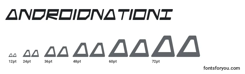 sizes of androidnationi font, androidnationi sizes