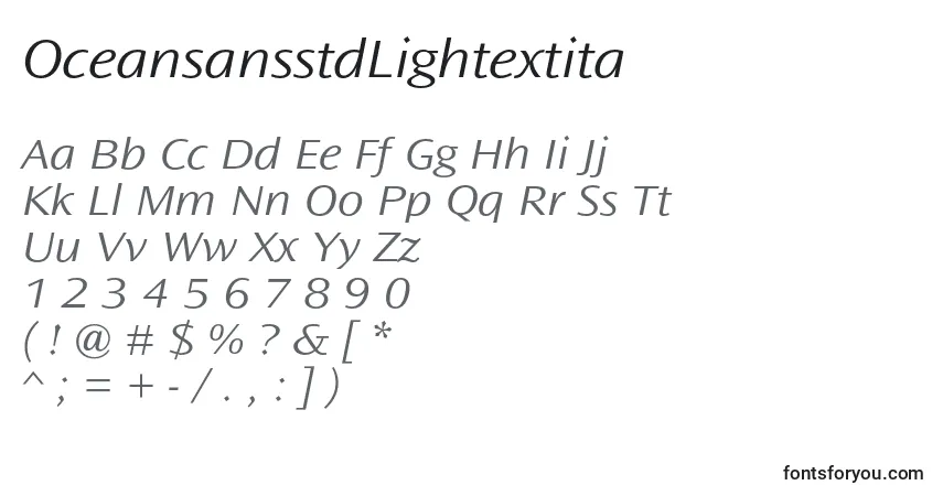 characters of oceansansstdlightextita font, letter of oceansansstdlightextita font, alphabet of  oceansansstdlightextita font