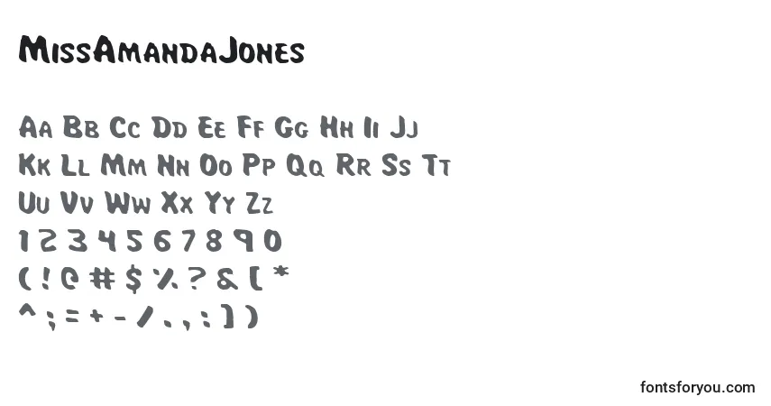 characters of missamandajones font, letter of missamandajones font, alphabet of  missamandajones font