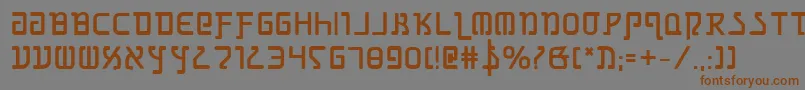 フォントGrimlordBold – 茶色の文字が灰色の背景にあります。