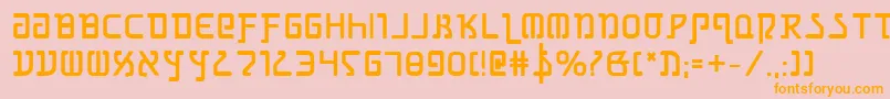 フォントGrimlordBold – オレンジの文字がピンクの背景にあります。