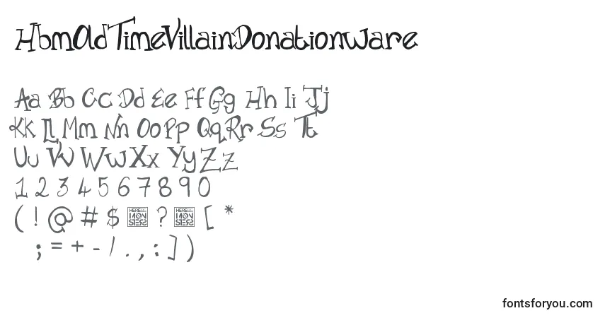 Schriftart HbmOldTimeVillainDonationware – Alphabet, Zahlen, spezielle Symbole