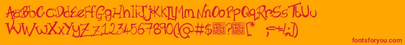 フォントHbmOldTimeVillainDonationware – オレンジの背景に赤い文字