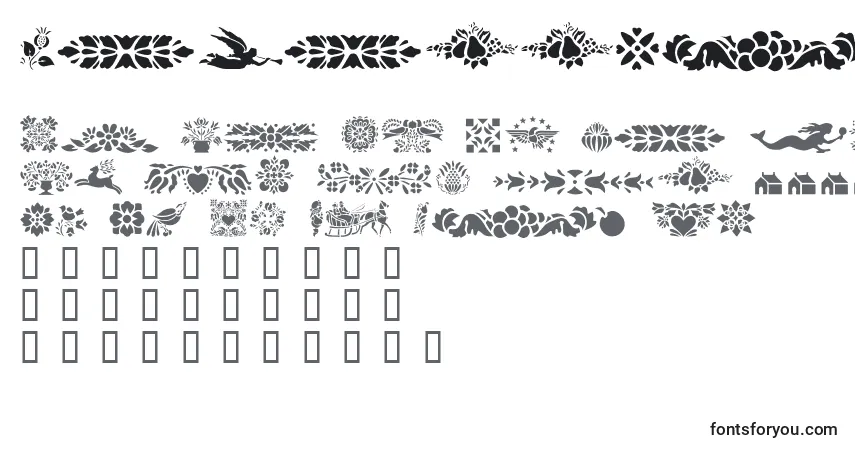 A fonte GePennsylvaniaDutchI – alfabeto, números, caracteres especiais