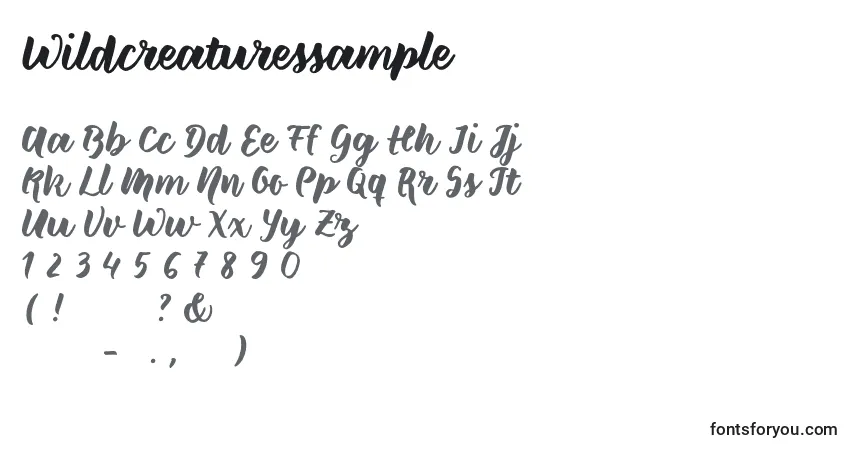 Czcionka Wildcreaturessample – alfabet, cyfry, specjalne znaki