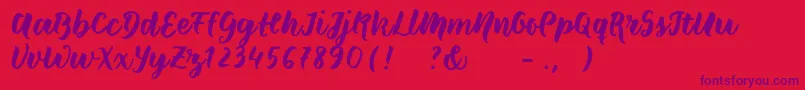 Wildcreaturessample-Schriftart – Violette Schriften auf rotem Hintergrund