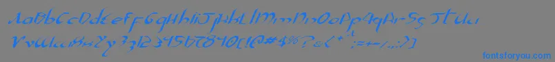 XaphanIiExpandedItalic-Schriftart – Blaue Schriften auf grauem Hintergrund