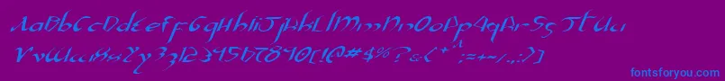 フォントXaphanIiExpandedItalic – 紫色の背景に青い文字