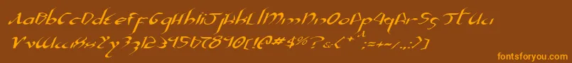 XaphanIiExpandedItalic Font – Orange Fonts on Brown Background