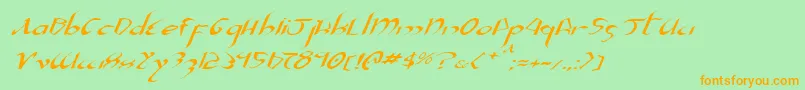 XaphanIiExpandedItalic Font – Orange Fonts on Green Background