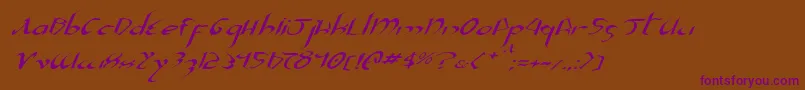 XaphanIiExpandedItalic-Schriftart – Violette Schriften auf braunem Hintergrund