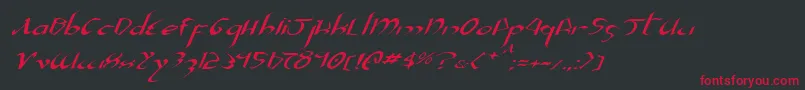 フォントXaphanIiExpandedItalic – 黒い背景に赤い文字