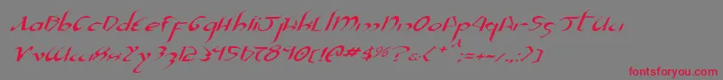 フォントXaphanIiExpandedItalic – 赤い文字の灰色の背景