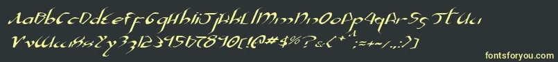 フォントXaphanIiExpandedItalic – 黒い背景に黄色の文字