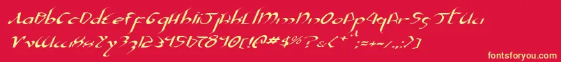 フォントXaphanIiExpandedItalic – 黄色の文字、赤い背景