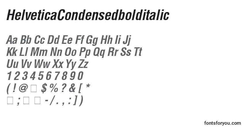Шрифт HelveticaCondensedbolditalic – алфавит, цифры, специальные символы