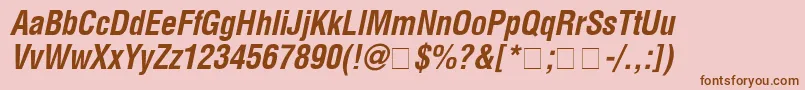 HelveticaCondensedbolditalic-Schriftart – Braune Schriften auf rosa Hintergrund