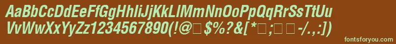 HelveticaCondensedbolditalic-fontti – vihreät fontit ruskealla taustalla