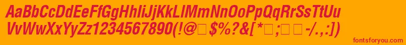 HelveticaCondensedbolditalic Font – Red Fonts on Orange Background