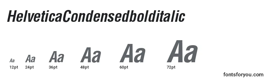 Размеры шрифта HelveticaCondensedbolditalic