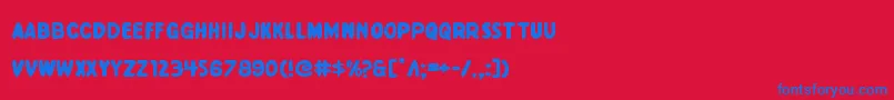 Excelsiorcomicsexpand-Schriftart – Blaue Schriften auf rotem Hintergrund