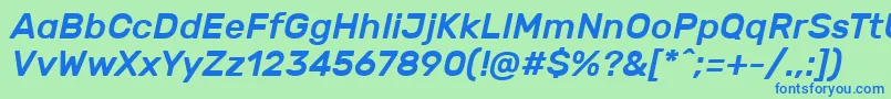 Fonte RubikMediumitalic – fontes azuis em um fundo verde