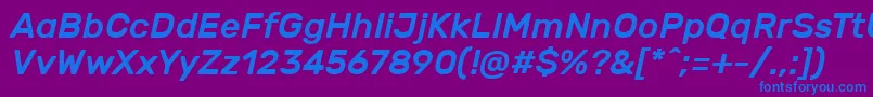 RubikMediumitalic-Schriftart – Blaue Schriften auf violettem Hintergrund