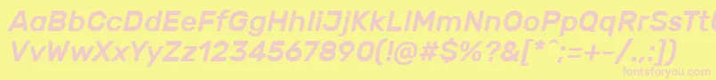 Czcionka RubikMediumitalic – różowe czcionki na żółtym tle