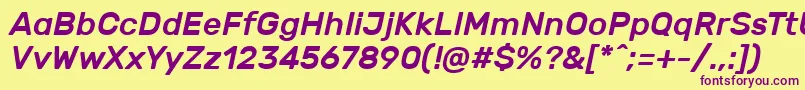 RubikMediumitalic-fontti – violetit fontit keltaisella taustalla