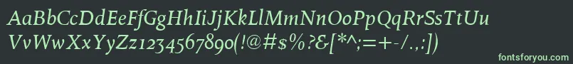 OctavianmtOsfItalic-fontti – vihreät fontit mustalla taustalla