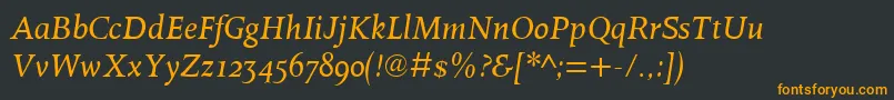 フォントOctavianmtOsfItalic – 黒い背景にオレンジの文字