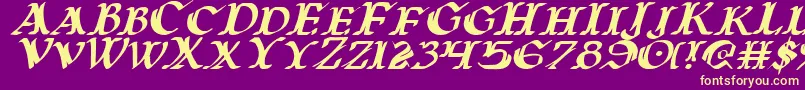 WarsOfAsgardItalic Font – Yellow Fonts on Purple Background