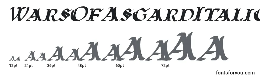 Размеры шрифта WarsOfAsgardItalic