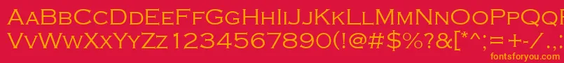 フォントCopperplatetlig – 赤い背景にオレンジの文字