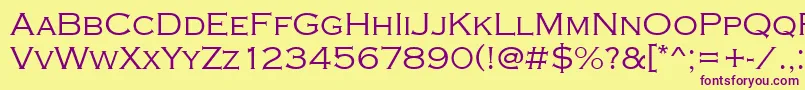 Copperplatetlig-fontti – violetit fontit keltaisella taustalla
