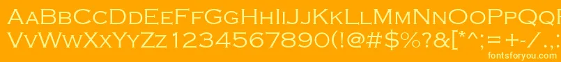 Copperplatetlig-fontti – keltaiset fontit oranssilla taustalla