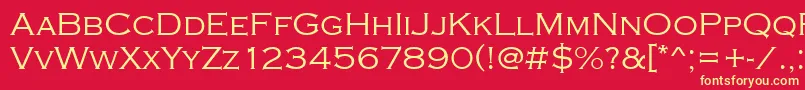 Copperplatetlig-fontti – keltaiset fontit punaisella taustalla