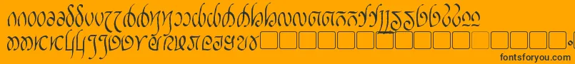 Rellanic-Schriftart – Schwarze Schriften auf orangefarbenem Hintergrund