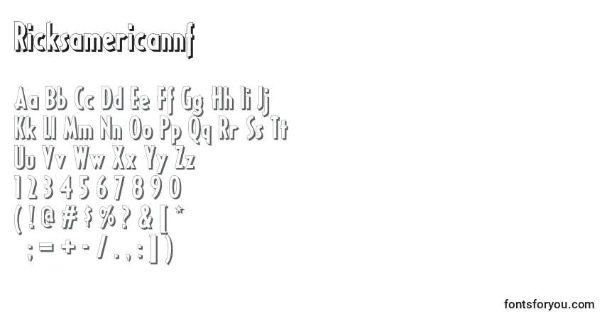 A fonte Ricksamericannf (100020) – alfabeto, números, caracteres especiais