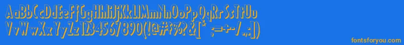 フォントRicksamericannf – オレンジ色の文字が青い背景にあります。