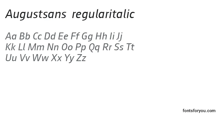 A fonte Augustsans56regularitalic (100021) – alfabeto, números, caracteres especiais