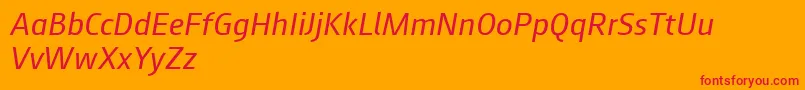 Augustsans56regularitalic Font – Red Fonts on Orange Background