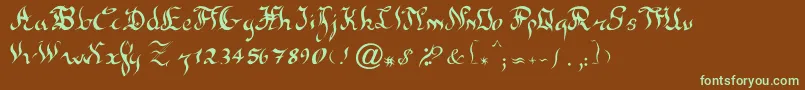 NewGothic-fontti – vihreät fontit ruskealla taustalla