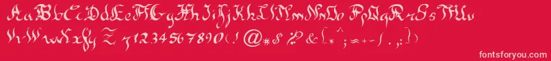 NewGothic-fontti – vaaleanpunaiset fontit punaisella taustalla