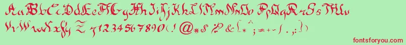 フォントNewGothic – 赤い文字の緑の背景