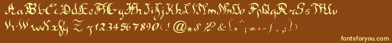 NewGothic-fontti – keltaiset fontit ruskealla taustalla
