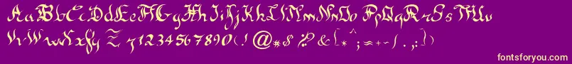 NewGothic-Schriftart – Gelbe Schriften auf violettem Hintergrund