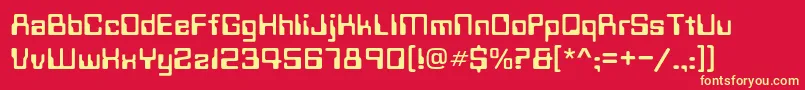 Fonte Technoc – fontes amarelas em um fundo vermelho